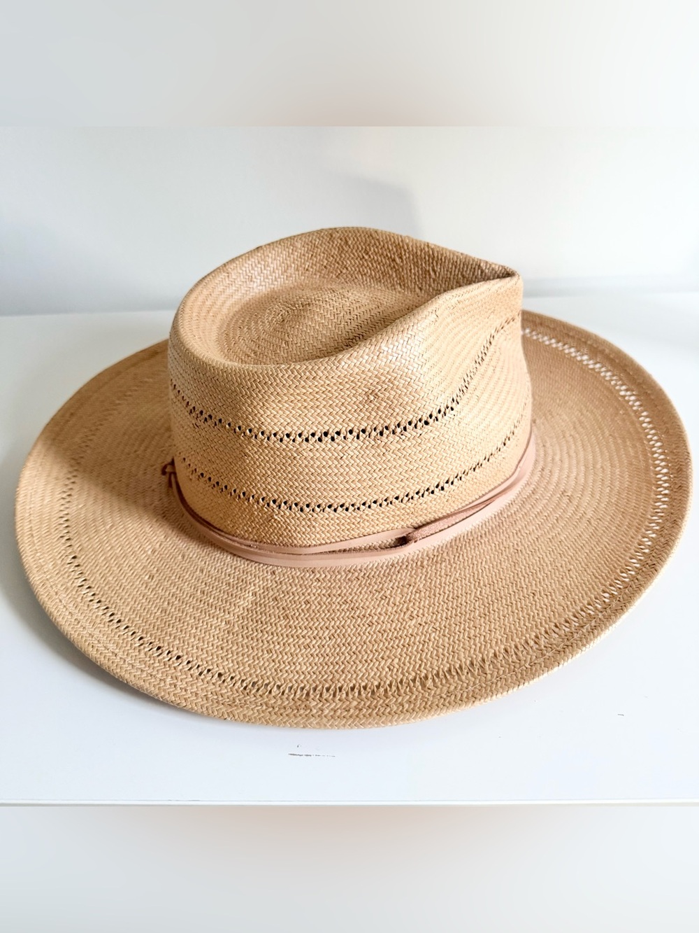 Gigi Pip Arlo Rancher Fedora Straw Hat In Honey Boho Summer Beach Size 57 - Picture 5 of 16